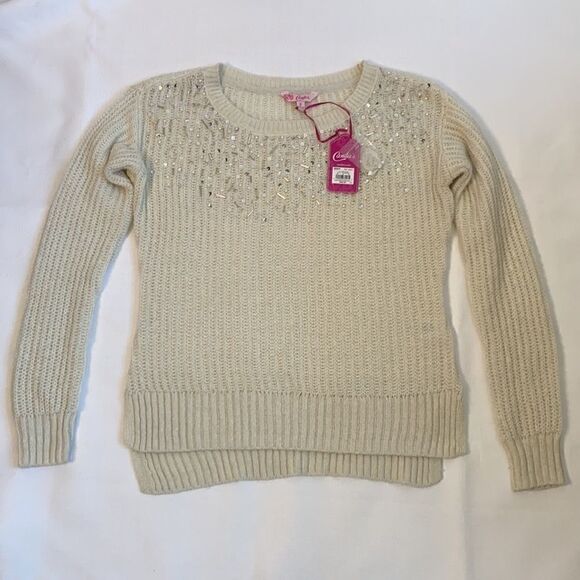 Candie's Embellished Cream Knit Sweater NWT - Size S - Picture 10 of 10